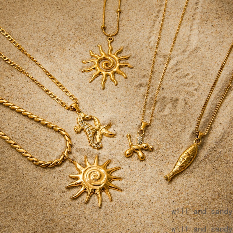 Non Tarnish 18k Gold Plated Boho Conch Shell Starfish Necklace Multilayer Wrap Choker Chains Necklaces Summer Beach Jewelry for Women Birthday Anniver