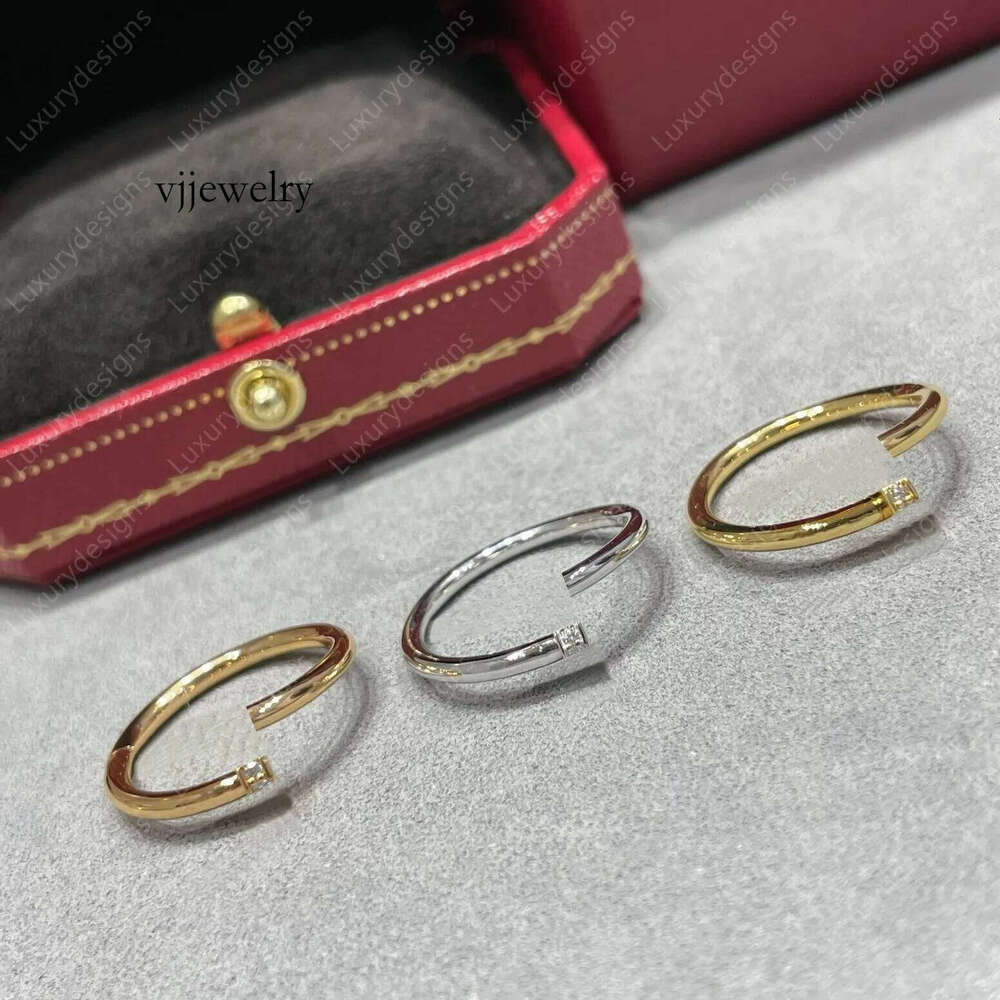 With box Thin Ring Designer Women Mens Top Quality V Gold Plated Never Fade Couple Lover Nail Rings Dias Jewelry with Red Box Packing
