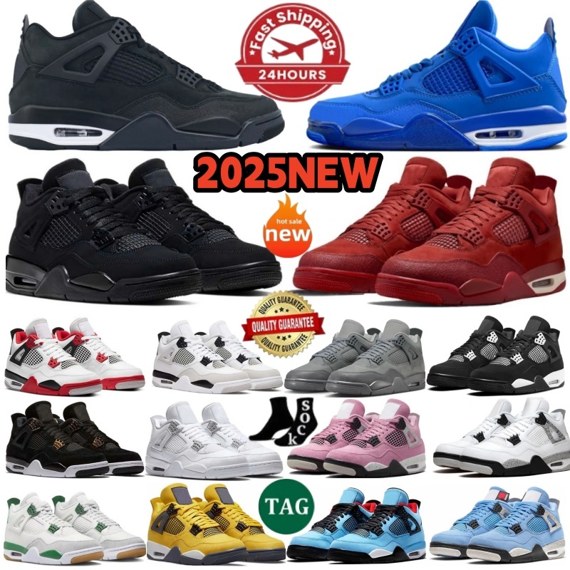 Sup Designer Basketball Shoes 4s Black Cat OG by Brick University Blue Military White Cement Fire Red Thunder Bred Reimagined Mens Womens Trianers Sneakers