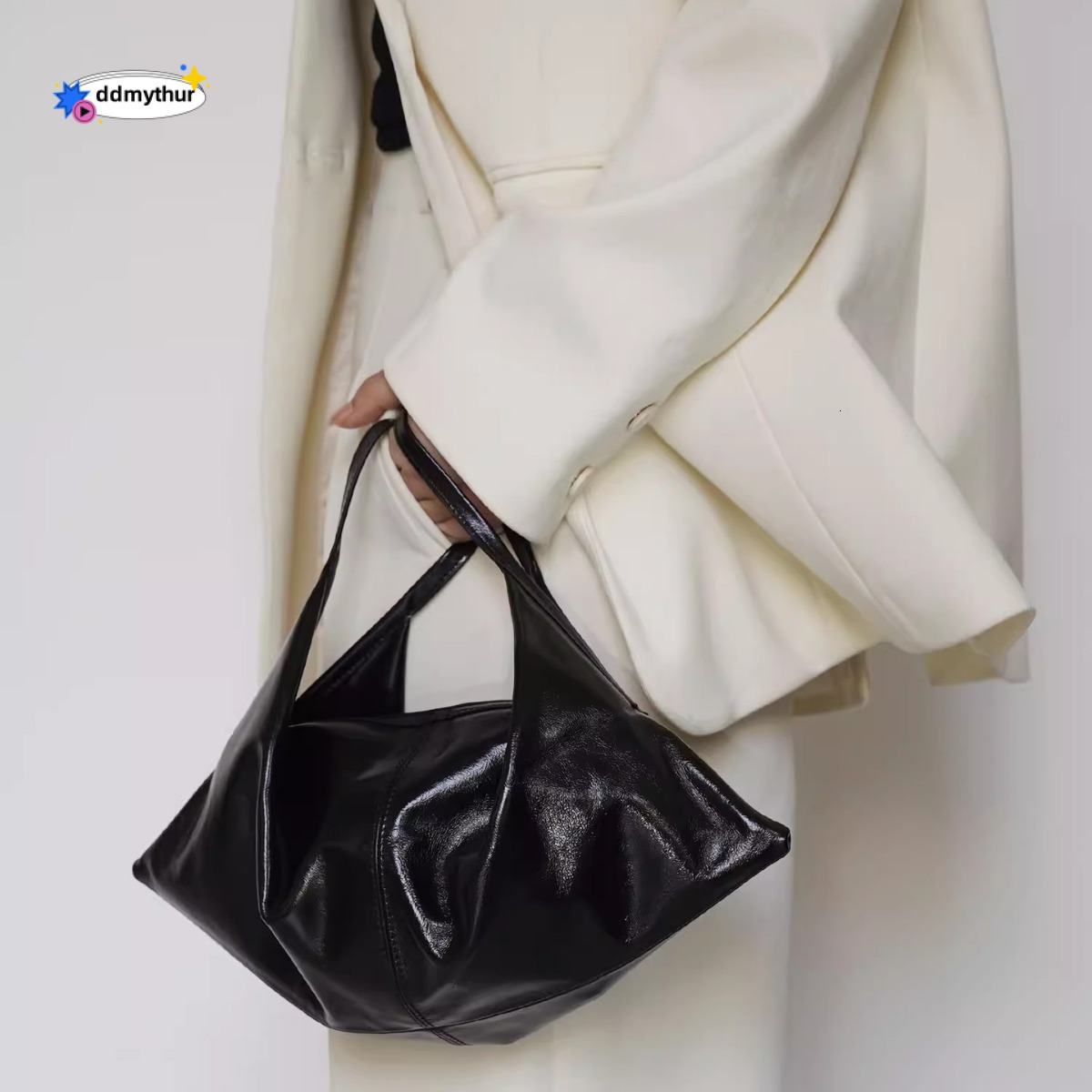 Korean INS Wind Niche Design Top Layer Oil Wax Soft Leather Lazy Style Single Shoulder Crossbody Handbag Croissant Foldable Bag ddmynov