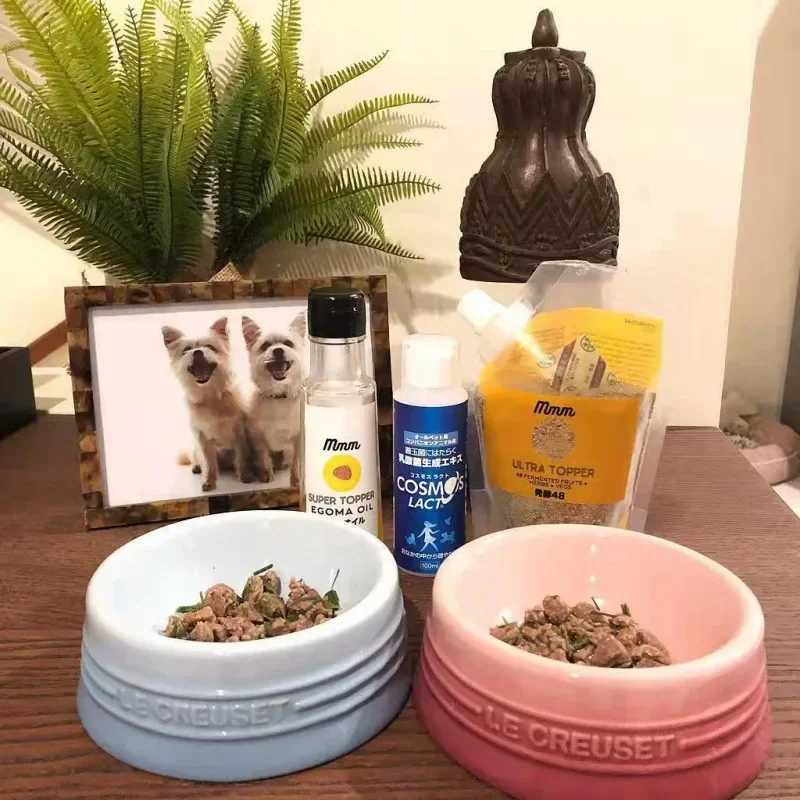 Ceramic colored cat bowl Pet bowl Cat bowl High foot protection Large diameter Large size cannot be turned over Y250630