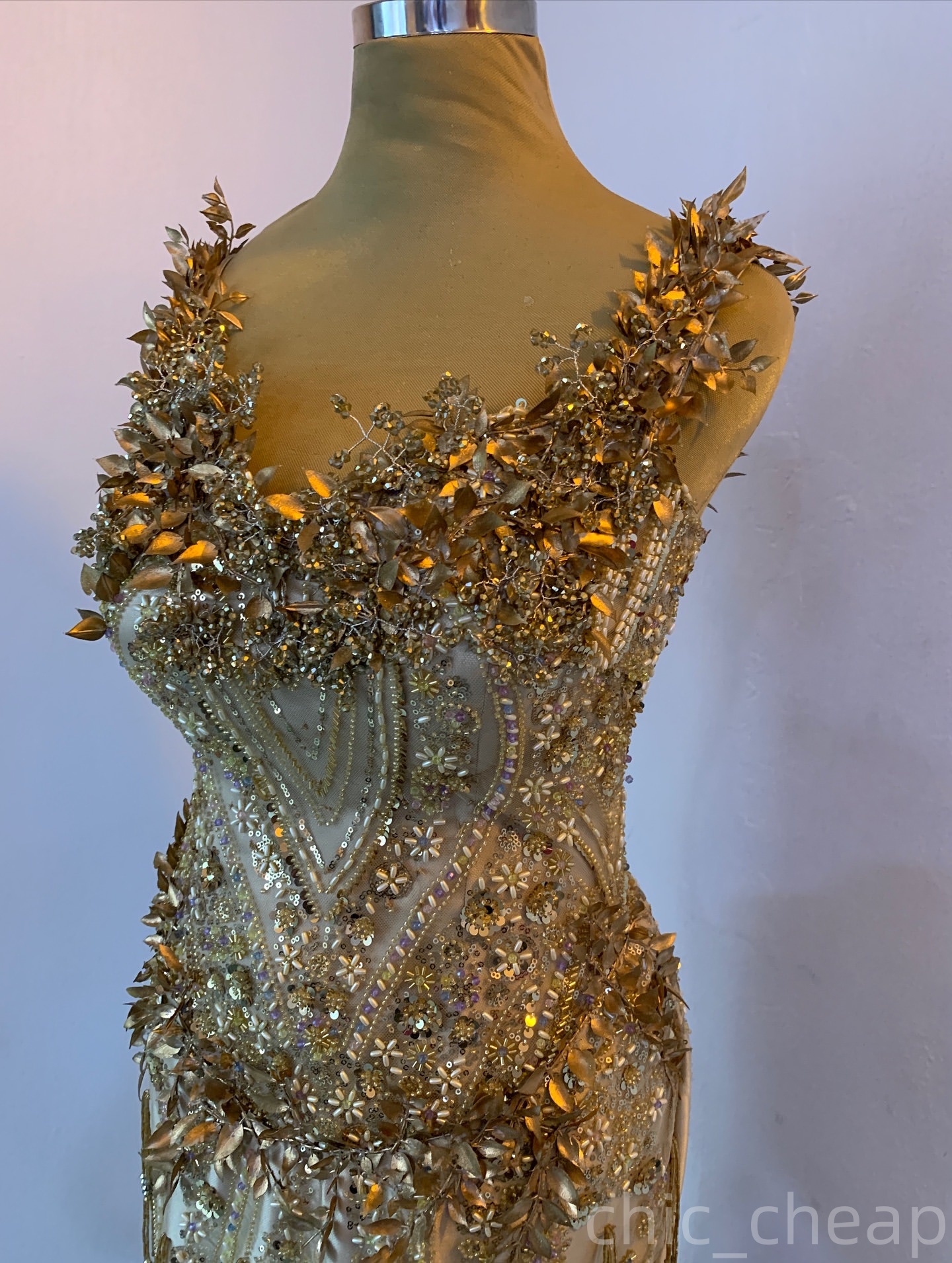 Mermaid Gold Prom Dresses 2025 Flowers Sequined V-neck Sparkly Evening Formal Party Second Birthday Engagement Gowns Plus Size Dress For Special Occas