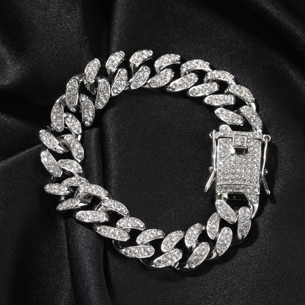 Premium Jewelry 12mm Moissanite Bracelet Men Hip Hop Cuban Link Chain Iced Out Fashion Accessory