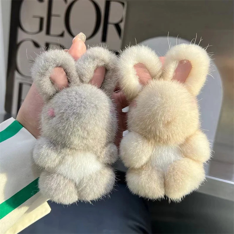 Mink Fur Rabbit Keychains Pendant Bunny Keychain Solf Cute Rabbit Toy Key Chain Charms Decoration Accessories Gift For Girls 250627