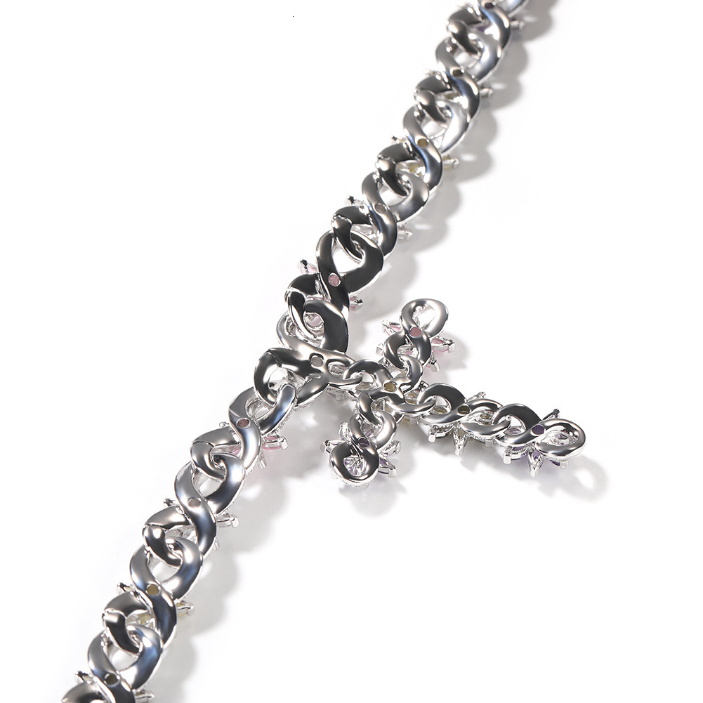 Luxury Jewelry High Quality Fashion Colorful Ice Flower Cross Necklace Men Women High End Iced Out Designer Infinity Chain Accessory Pass the diamond 