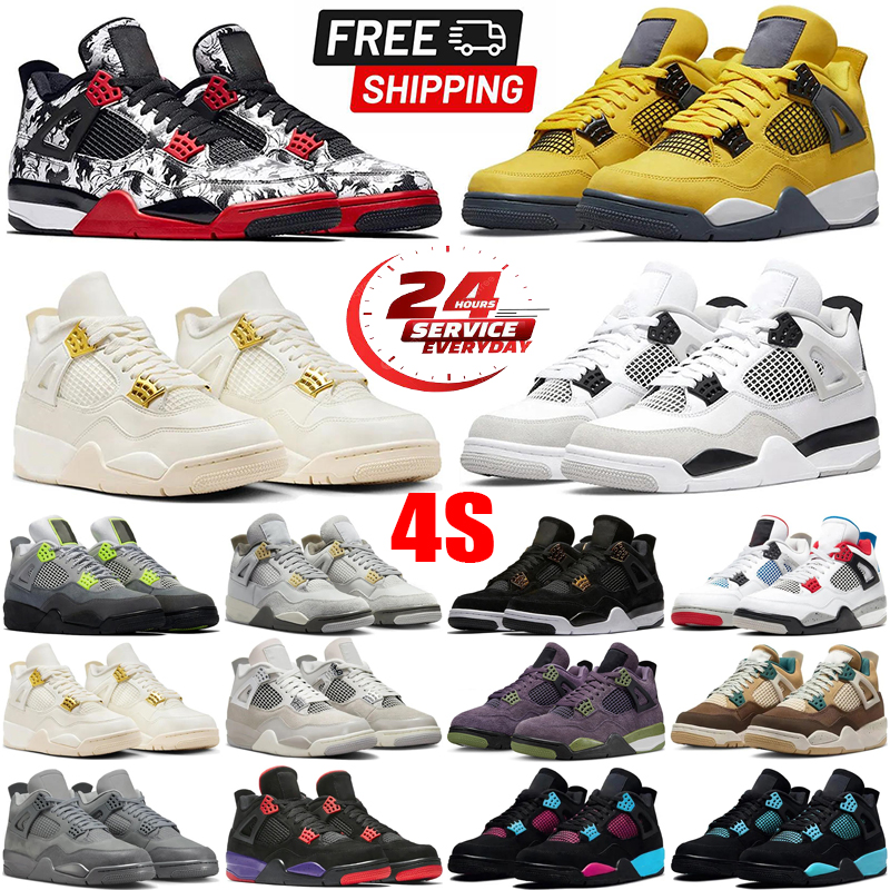 Designer shoes 4s basketball shoes for men women 4 Black Cat Red Thunder White Oreo Cool Grey Red Sneakers Blue University Running shoes sneakers 36-47