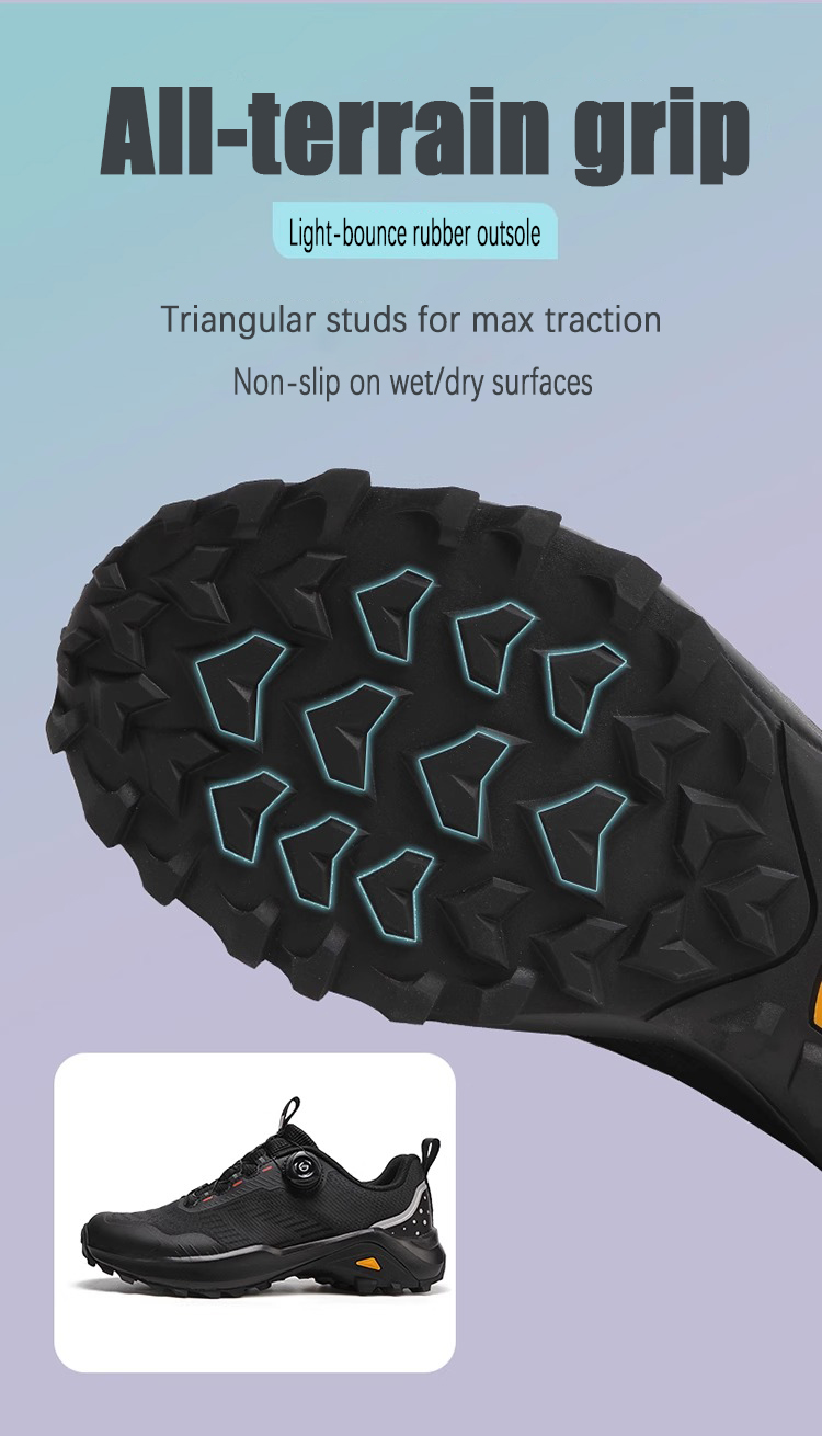 Quick anti-slip outdoor trail running shoes men and women; Rotating button no lace lightweight hiking boots for mountaineering