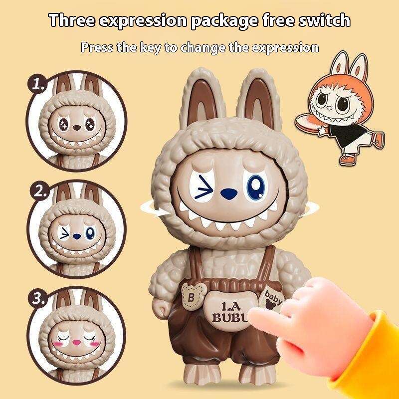 New Labubu Face-Changing Doll Pendant Trendy Cartoon Gift Keychain Decoration Stress Relief Toy for Men, Women, and Children