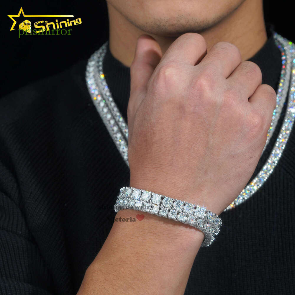 Fine Hip Hop Jewelry Handmade HIgh Quality 5mm 6.5mm Sterling Sier Side Iced Round Moissanite Dia Tennis Bracelet