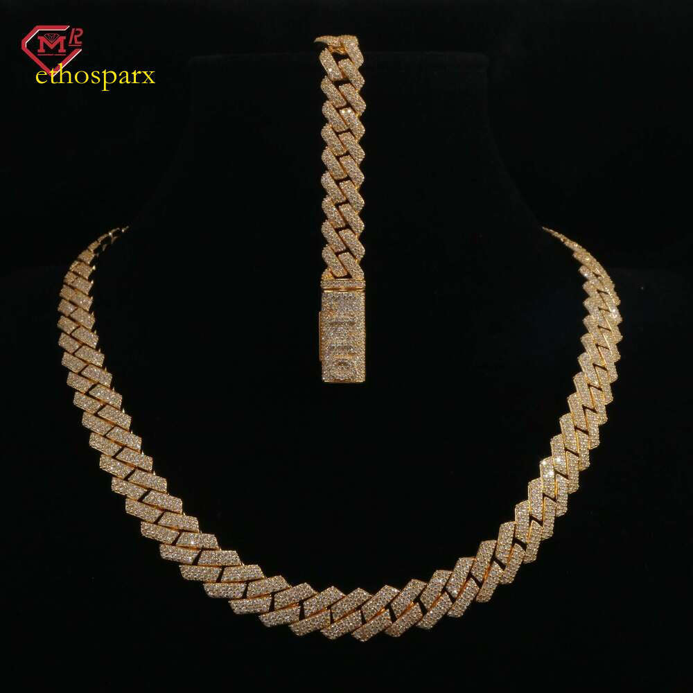 Hip hop 10mm Silicon Fang Set, Pure Sier VVS Cuban Chain