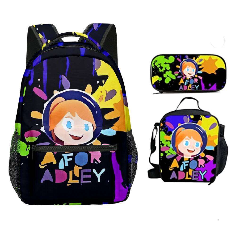 Novelty Fashion Cool AFOR ADLEY 3D Print 3pcs/Set Student School Bags Laptop Backpack Crossbody Lunch bag Pencil Case