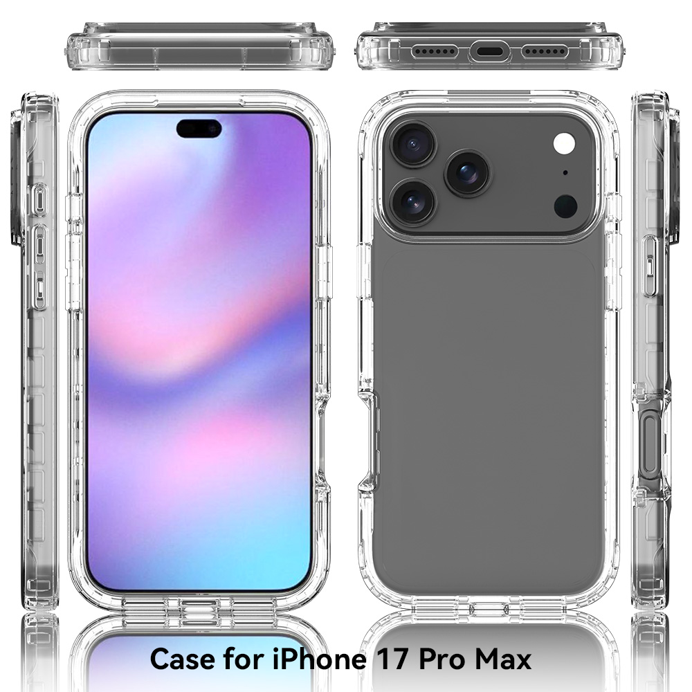 Clear 3in1 Shockproof Cases For Iphone 17 Air 16 Pro Max 15 Plus 14 13 12 11 X XR XS MAX 8 7 6 Iphone17 Transparent Hard Plastic PC Soft TPU Mobile Ce
