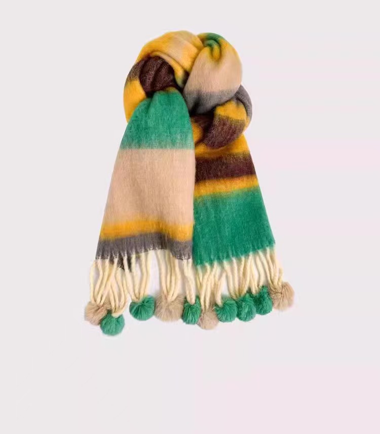 T1106 solid color scarf women winter warm plush soft thick neck scarf