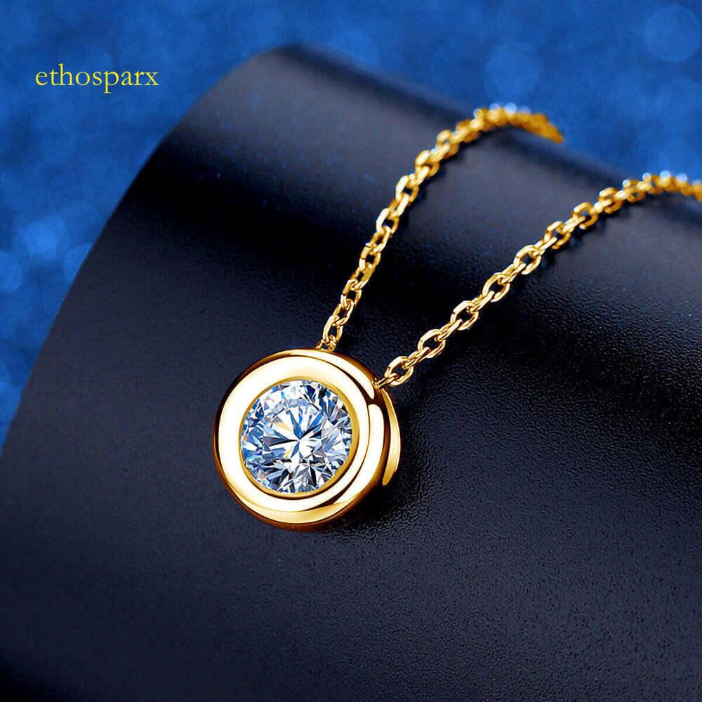 AU750 Real Gold Moissanite Dia Necklace Fine Jewelry For Woman Wedding Proposal Gift Present