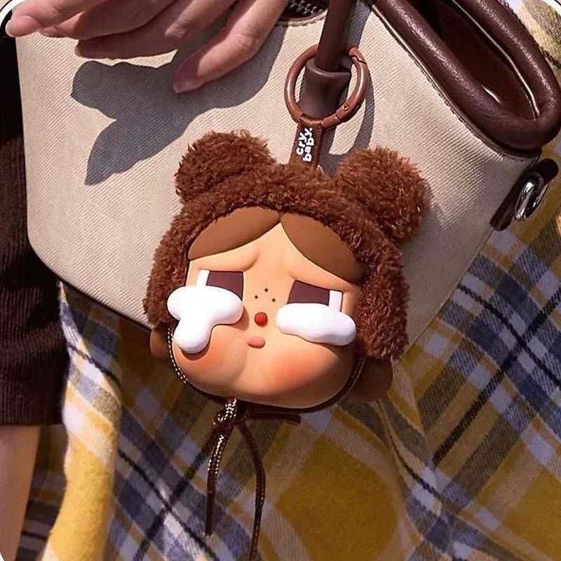 New Crybaby plush keychain kawaii pink coin purse earphone bag cell phone bag charm couple book bag car key V250701
