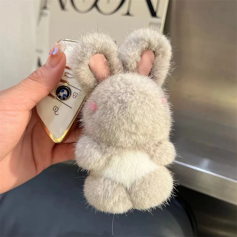 Mink Fur Rabbit Keychains Pendant Bunny Keychain Solf Cute Rabbit Toy Key Chain Charms Decoration Accessories Gift For Girls 250627
