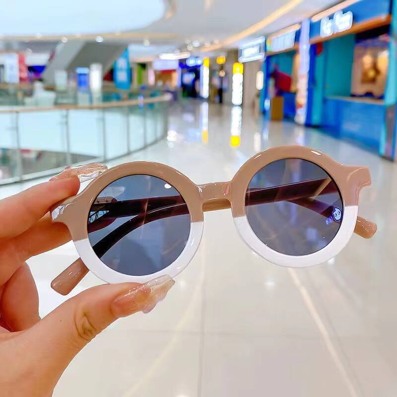 New Splicing Colour Round Cute Kids Sunglasses UV400 Boy Girls 1-7 Years Old Lovely Baby Sun Glasses Children Oculos De Sol ddmyshoesvip Z260305