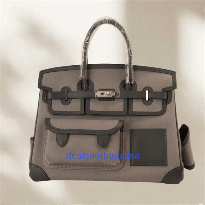 Designer Tote Bag Cargo 35 Canvans Leather Handbag Handmade Cargo35 Coffee Color Patchwork Top Layer Cowhide Handsewn Wax Thread European American F cp6jgood F1
