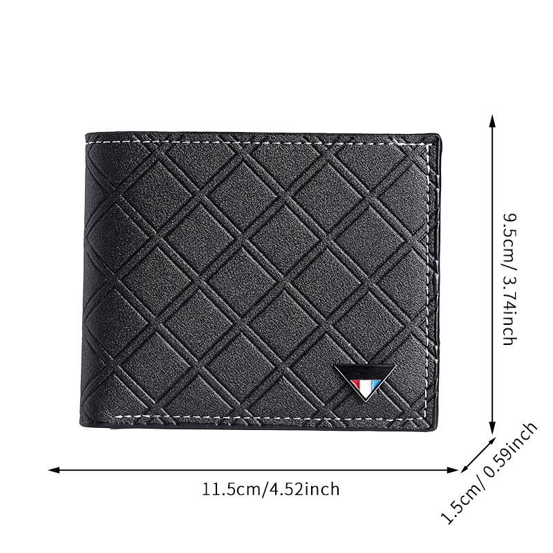 Men's Wallet New Luxury Wallet Short Designer Wallet Money Clip for Young Men Fashion Casual Plaid Multi-Card Slot Thin Soft Leather Wallet Coin 