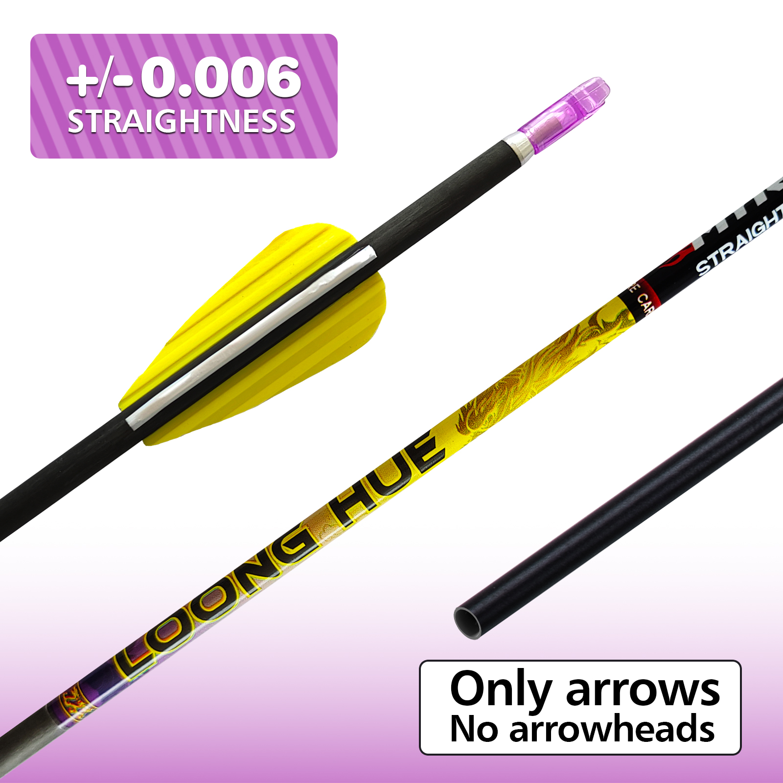 31inch Hunting Arrows without Arrowheads Carbon Archery Arrows 6Pcs 4.2mm Targeting Arrows for Recurve Bow & Compound Bow Spine 350-1500 NEW ARRIVAL