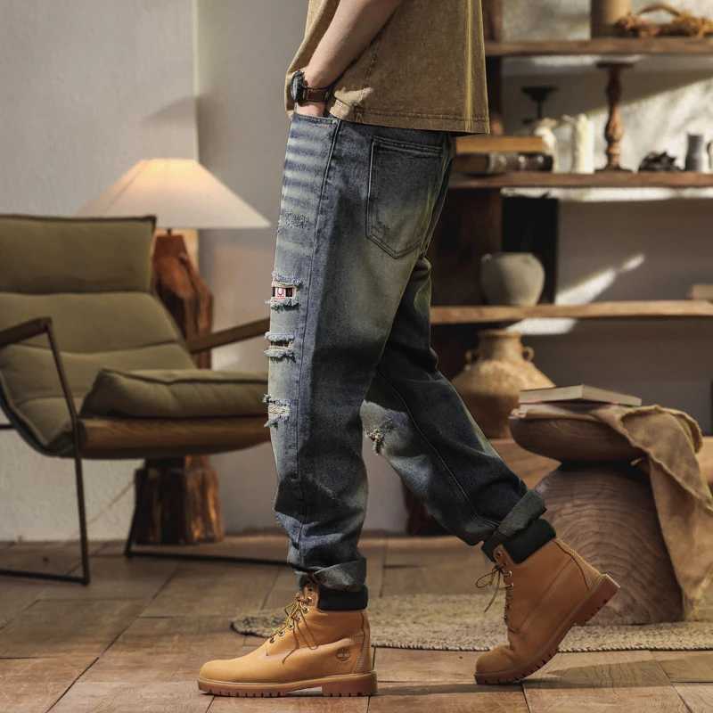 BYCL90 High Street new hole cut patch embroidery fashion tide loose cone hanging wear patch jeans man W250701 W250701