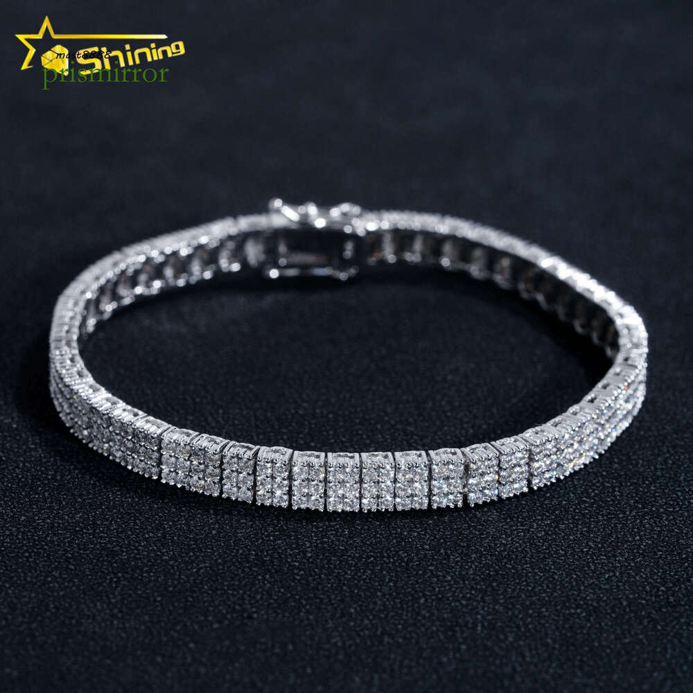 GRA Certificate Fashion 3 Rows Dia Sier Bracelet Moissanite Tennis Chain