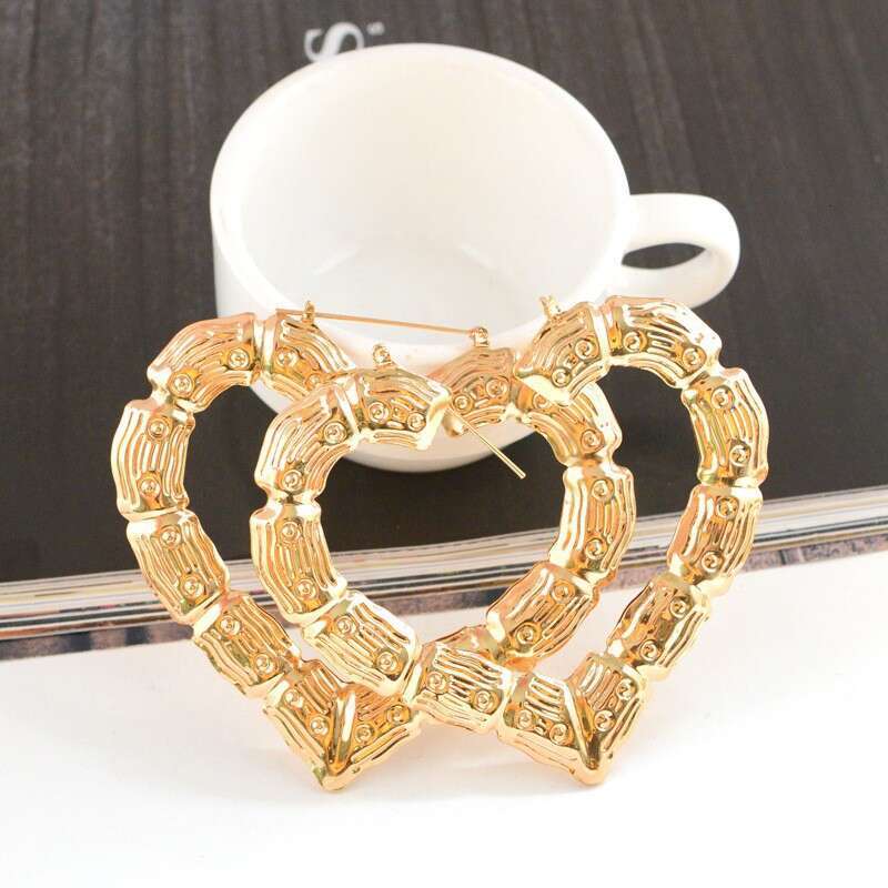 Exaggerated Gold Large Hoop Hip-Hop Street Dance Oversized Bamboo Knot Earrings