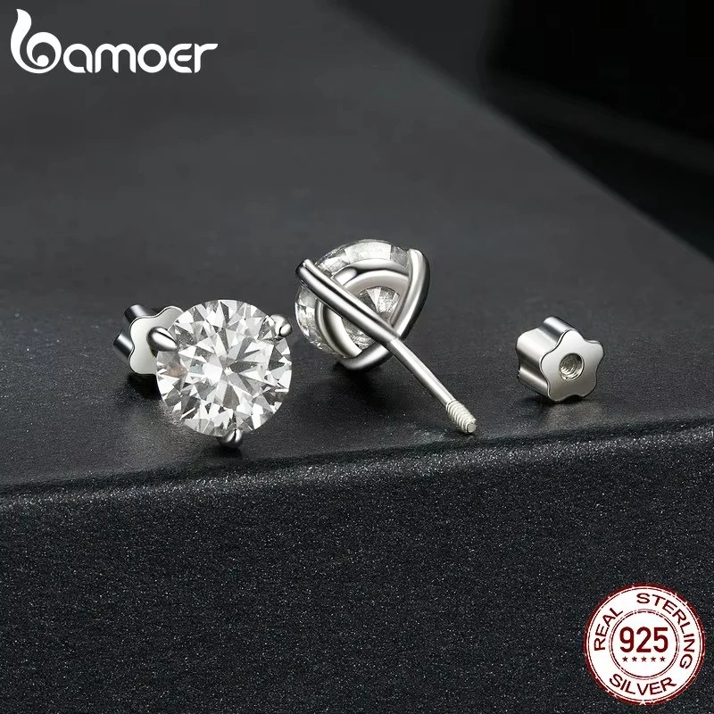 simple diamond VVS1 moissanite earrings designer for women men making of 925 sterling silver stud earrings screw back earring jewelry women valentines