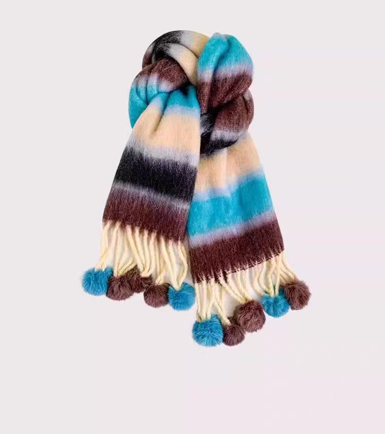 T1106 solid color scarf women winter warm plush soft thick neck scarf
