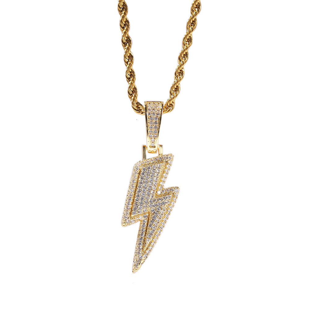 Luxury Jewelry High Quality Hip Hop Lightning Pendant Necklace Iced Out Minimalist Versatile Unisex Moissanite Pass the diamond tester