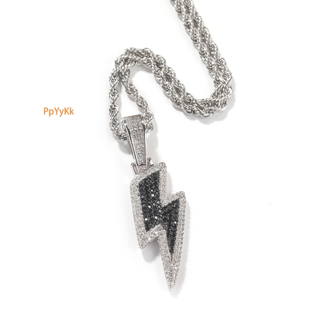 Luxury Jewelry High Quality Hip Hop Lightning Pendant Necklace Iced Out Minimalist Versatile Unisex Moissanite Pass the diamond tester