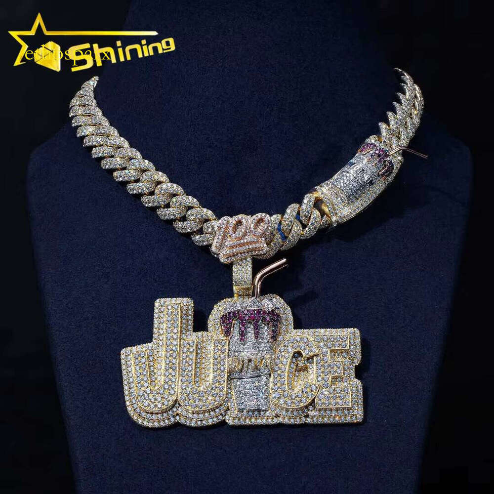 Yellow Gold Vvs Moissanite Dia Hip Hop Custom Iced Out Sier Name Chain Cuban Necklace
