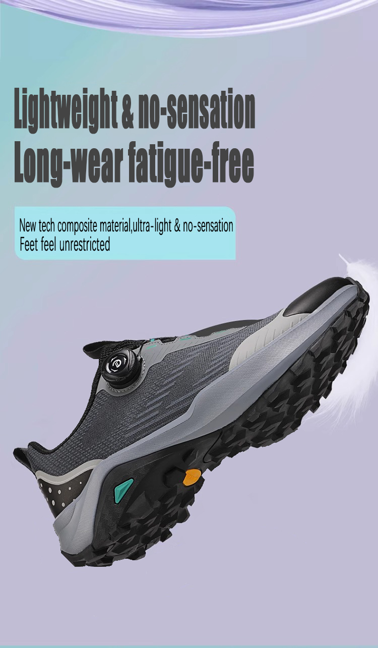 Quick anti-slip outdoor trail running shoes men and women; Rotating button no lace lightweight hiking boots for mountaineering