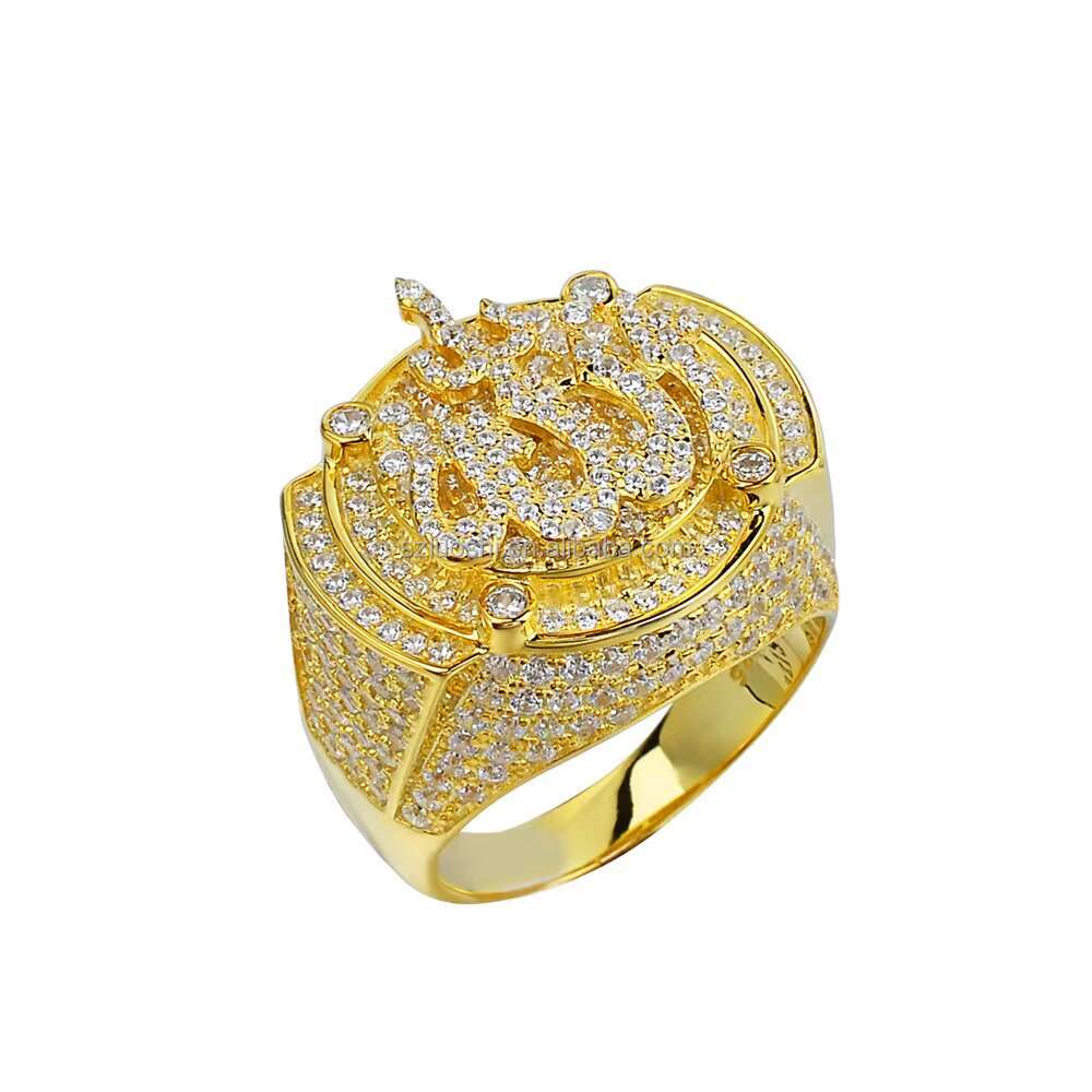 Custom-Made 18K Solid Gold Iced Out Bling Moissanite Diamond Hip Hop Cuban Pinky Champion Ring for Men