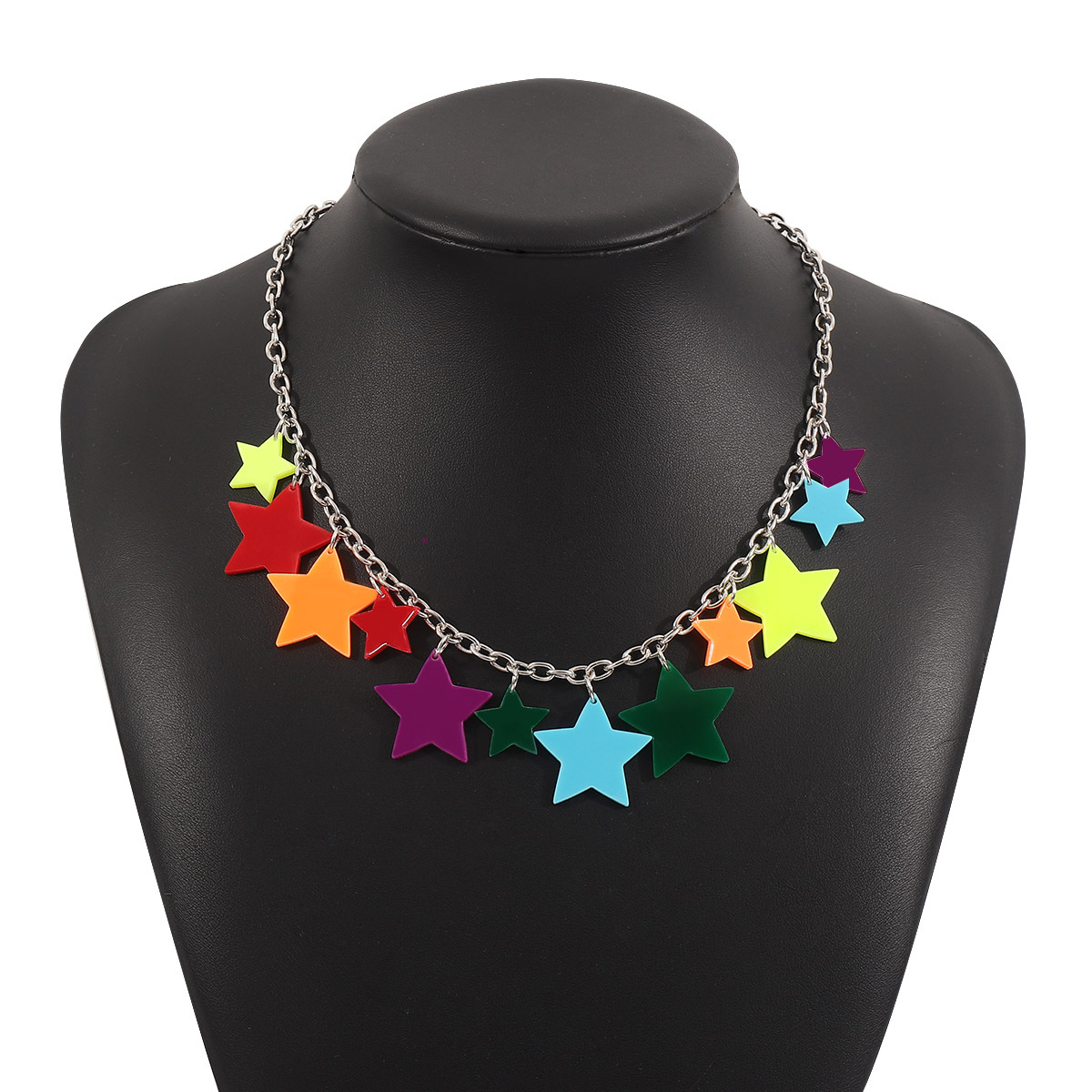 Choker 3PCS/LOT necklace Colorful Colorful geometric acrylic necklace with sweet heart necklace