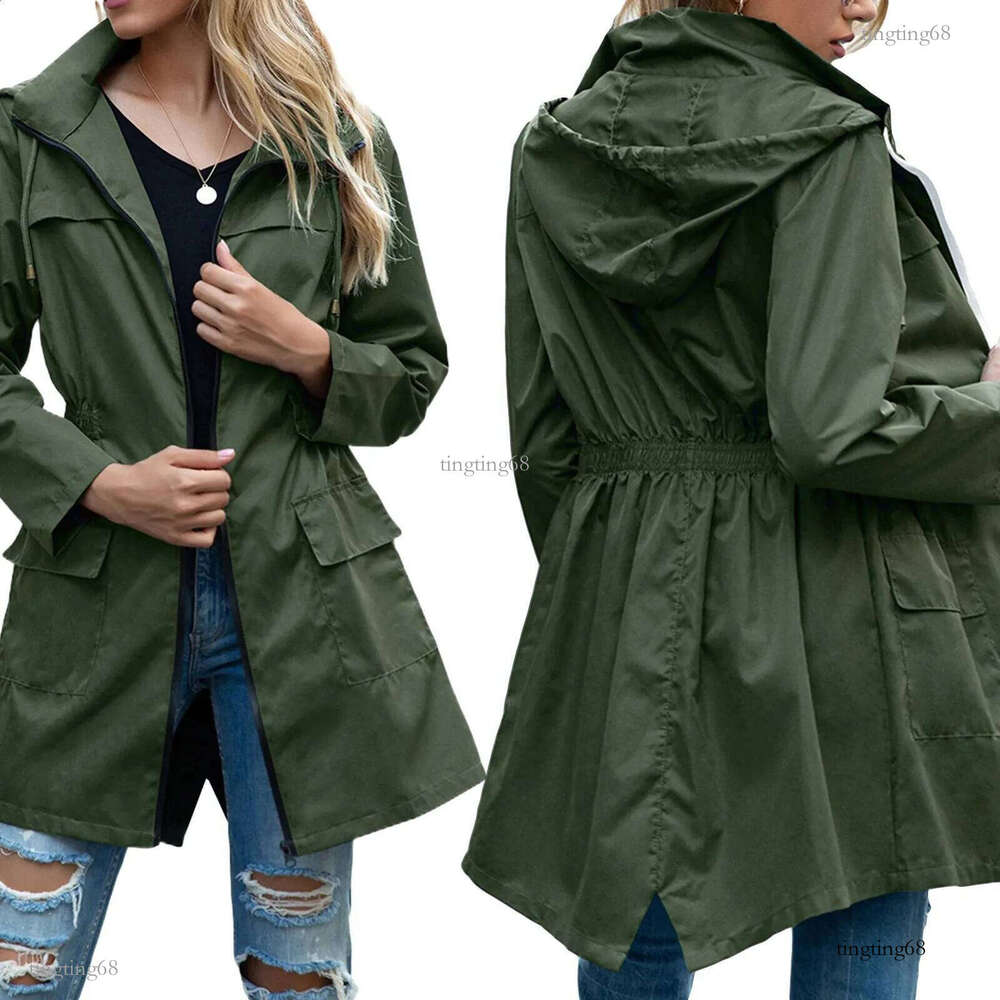 Womens lightweight waterproof active outdoor trench raincoat with hood womens lightweight windproof 240824