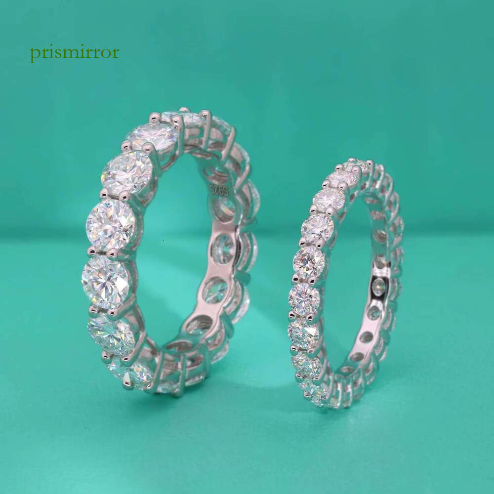 Cluster Gra Certified 3mm 5mm Sier Iced Out Hip Hop Moissanite Tennis Ring