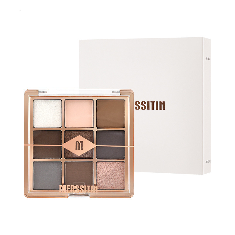 Merssitin Nine-Color Eyeshadow Palette Matte Pearl Sparkling Earth Tone Milk Tea Color Daily Student Nine-Grid Eyeshadow 240624