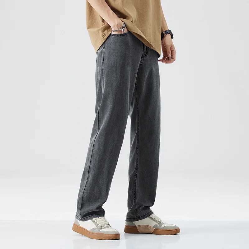 denim pants mens summer lightweight loose straight tube high-end soft 2025 trend cool and versatile wide legs W250701 W250701