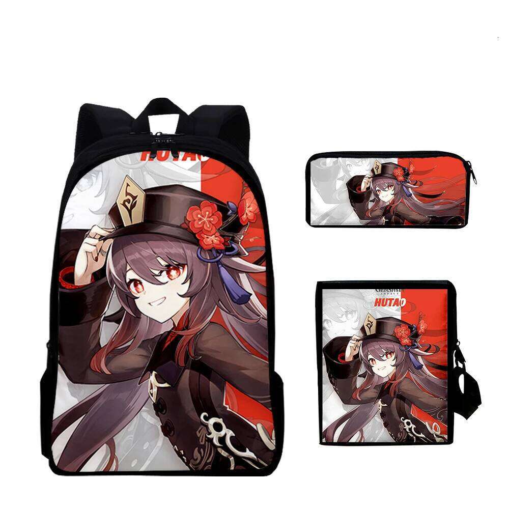 Game Genshin Impact 3D Print 3pcs/Set School Bags Laptop Daypack Backpack Inclined shoulder bag Pencil Case