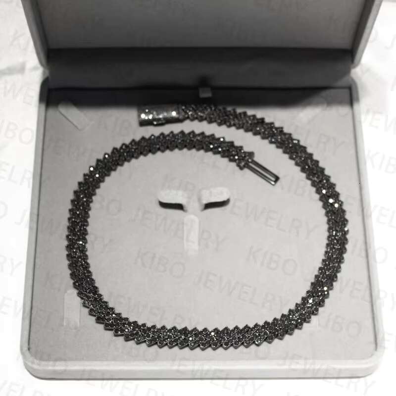 Fine Jewelry Necklaces Custom VVS Moissanite Cuban Chain 12mm Iced Out 925 Silver Black Moissanite Cuban Link Chain for Men