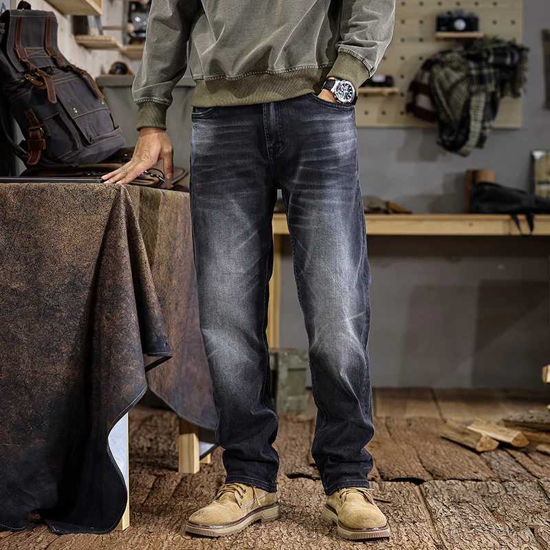 JXNH52 New American Retro Washed Old Jeans Men Tide Brand Loose Straight Casual Trousers W250701 W250701