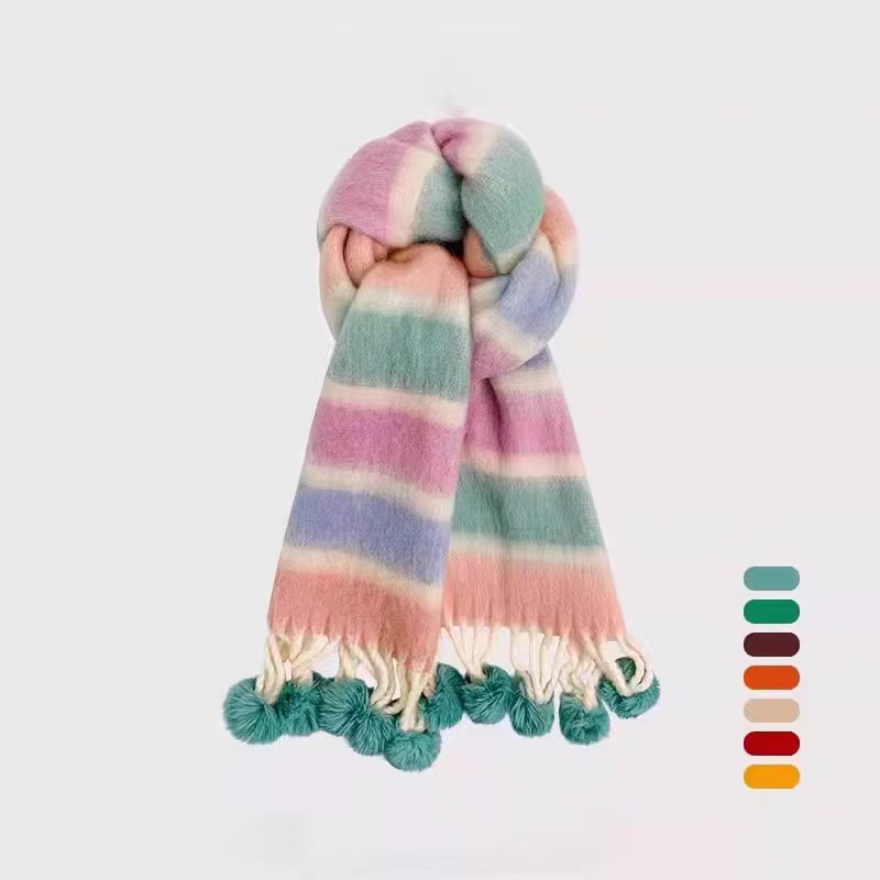 T1106 solid color scarf women winter warm plush soft thick neck scarf
