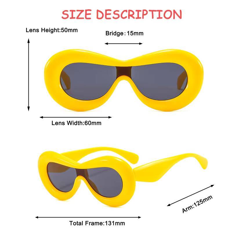 3-10 Years Kids Funny Inflated Sunglasses Trendy Y2K Wrap Around Boys Girls Cat Eye Sun Glasses Candy Color Thick Frame Shades ddmyshoesvip Z260305