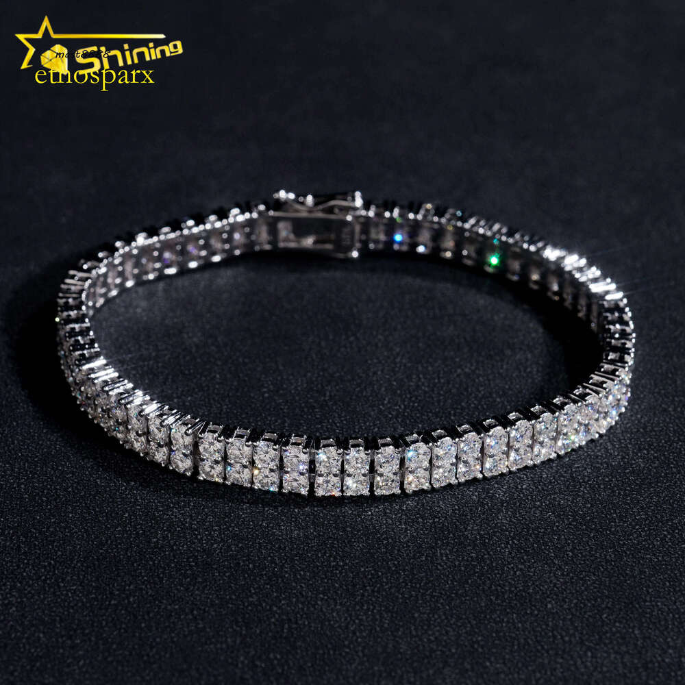 Hip Hop Jewelry 6MM Iced Out Sier Gold Plated VVS D Color Moissanite Men Moissanie Tennis Bracelet