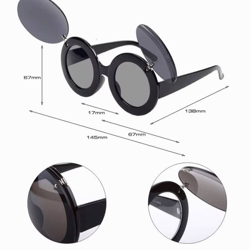 Ins Classic Fashion Chic Cute Funny Oval Steampunk Popular Gaga Flip Sunglasses Women Round Sexy Party Mouse Sun Glasses ddmyshoesvip
