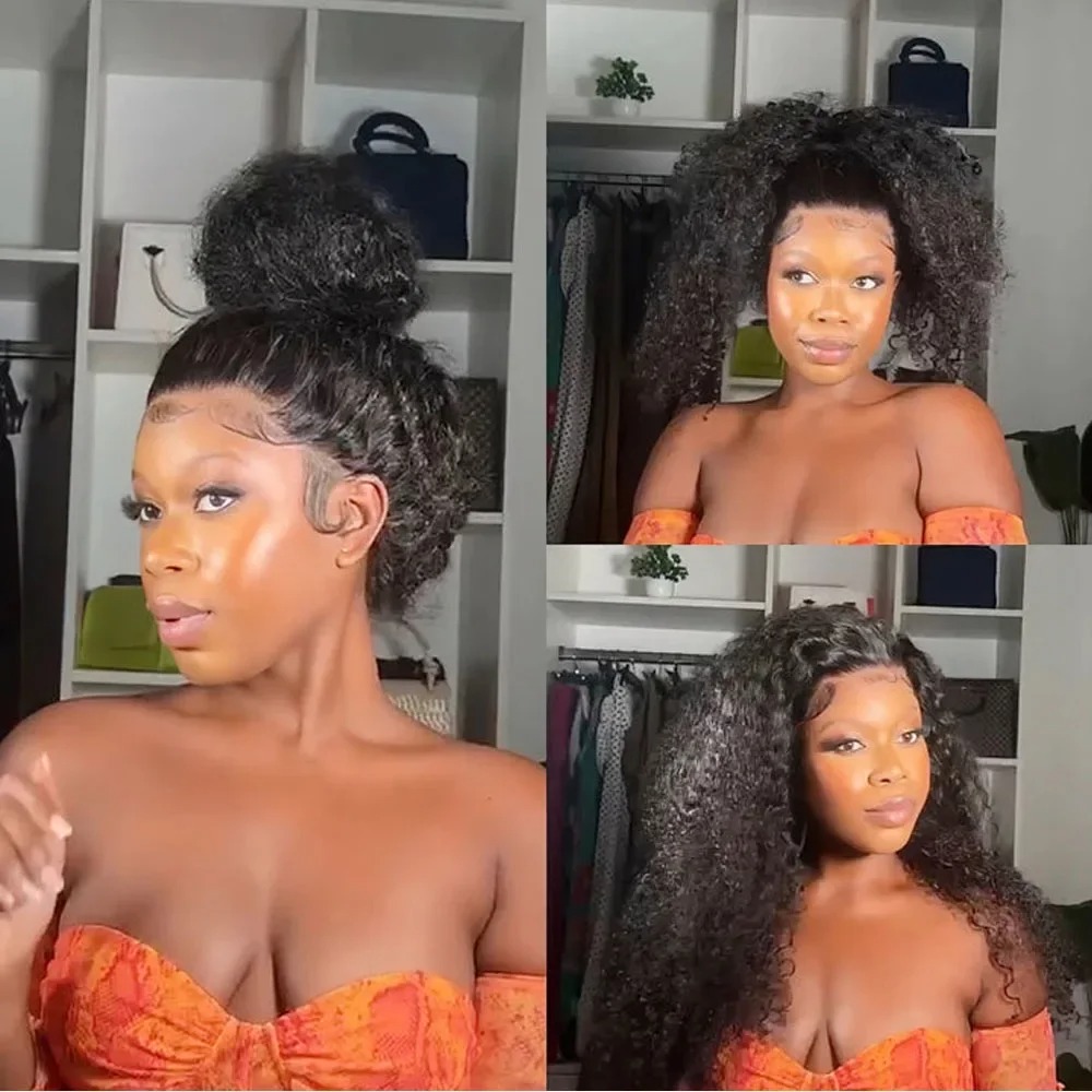 34 Inch Deep Wave Lace Frontal Wig 13x4 360 Hd Curly Human Hair Lace Front Wigs For Women Water Wave Pre Plucked Lace Wigs Synthetic Wig