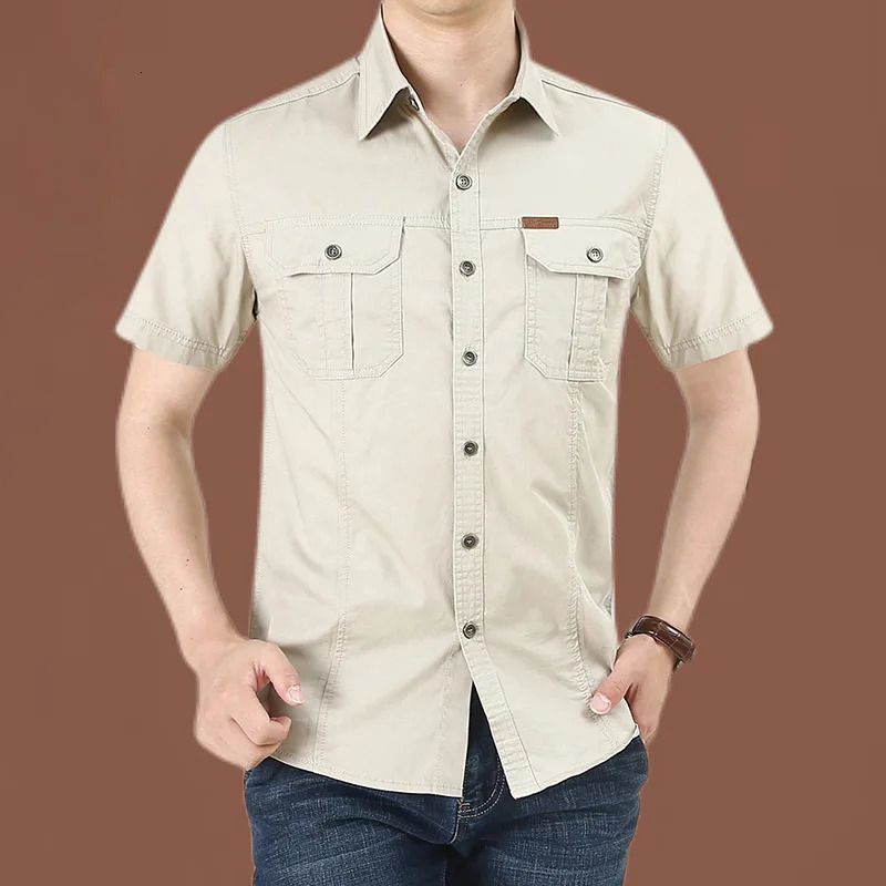 Summer Quick Dry Short Sleeve Army Fan Tactical Shirt Mens Thin Breathable Lapel Cargo Shirts Tops Outdoor Hiking Military Shirt 250627