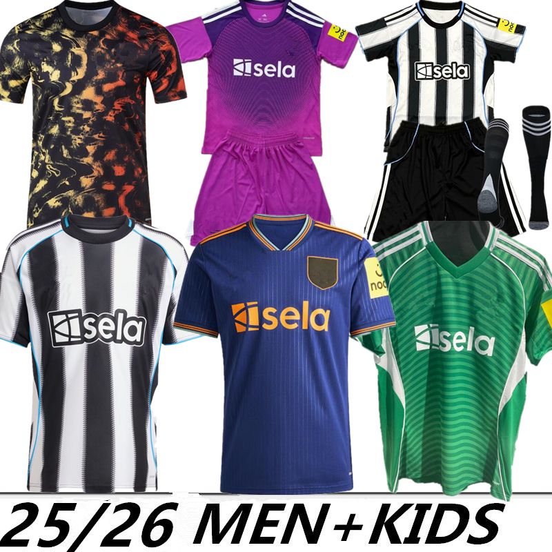 25 26 NewCaslte Pre-match uniform Tonali home Soccer Jerseys third BRUNO G. JOELINTON ISAK 2025 NUFC UnitedS home away Elanga Barnes Football Shirt mens Kids kit goalie