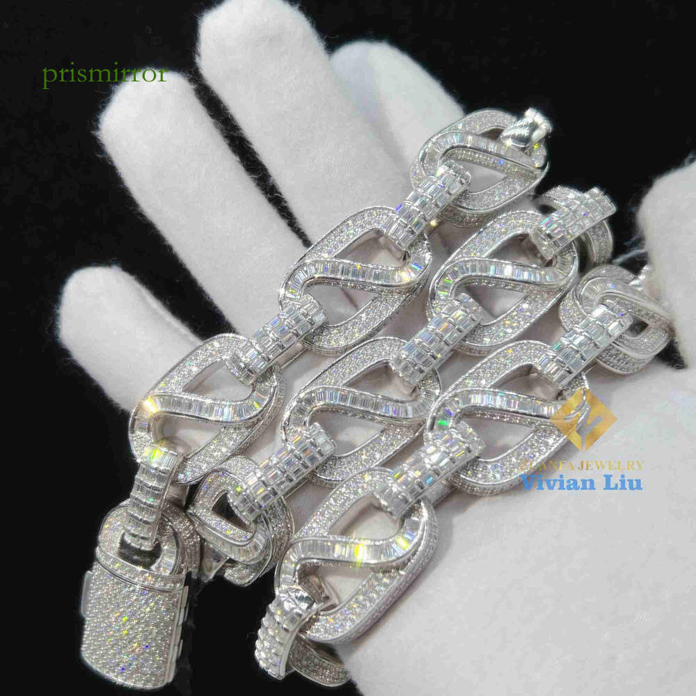 American Custom Hip Hop Fine Jewelry Necklace Bracelet Sier Iced Out Vvs Moissanite Dia Cuban Link Chain